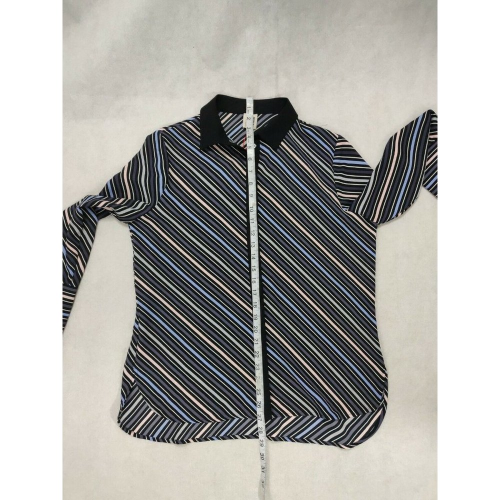 Anne Klein Womens Blouse L Milano Striped - Picture 10 of 11